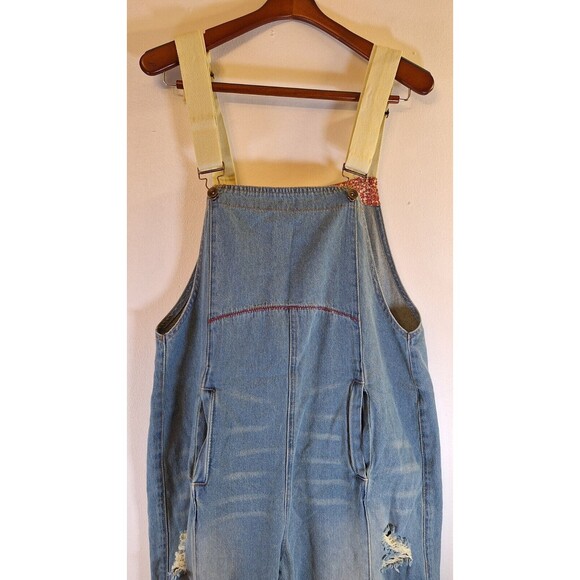 MONTHORIGIN Denim Overalls Women Jeans Blue Bib Distressed Small Baggy Gorpcore - Picture 10 of 10